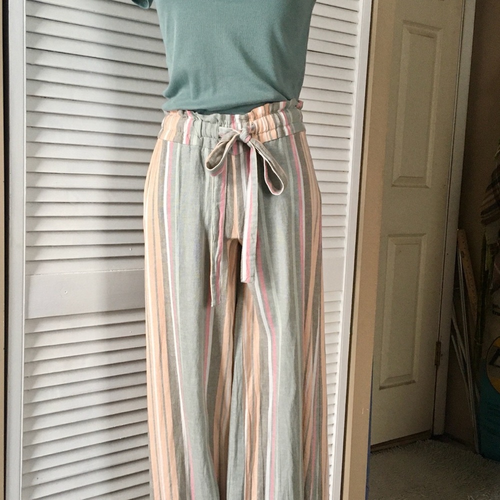 Linen Blend Wide Leg Pants